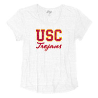USC Trojans Women's White Cursive Tri-Blend T-Shirt